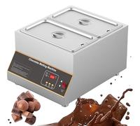 PioMue Temperacioccolato Elettrico da 500 W, Temperatura Regolabile 0-85 °C, Serbatoio da 1/2/4 in Acciaio Inox, pentola per sciogliere Burro, Panna e Latte. Twin-Cylinder