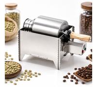 PioMue Tostatrice Portatile per Chicchi di caffè con Manico in Legno StainlessSteel