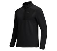 Pioneer Camp Maglia funzionale da uomo a maniche lunghe, mezza zip, in pile, leggera e traspirante, con colletto alto, per attività all'aperto, fitness, uso quotidiano, Nero , XXL