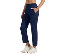 Pioneer Camp Pantaloni da golf da donna lunghi 7/8 con tasche laterali - Pantaloni elastici traspiranti per ufficio, viaggi e sport - Vita elastica con cordino - Pantaloni leggeri e indeformabili, blu