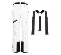 Pioneer Camp Pantaloni da sci da donna, con bretelle rimovibili, impermeabili, antivento, saldati, paraneve e pantaloni da snowboard, pantaloni funzionali, bianco, XXL