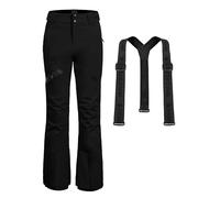 Pioneer Camp Pantaloni da Sci da Donna Cuciture Nastrate Impermeabili Ghette da Neve Integrate Ginocchio Articolato Bretelle Staccabili Regolabili Pantaloni Softshell Invernali da Esterno Nero XL