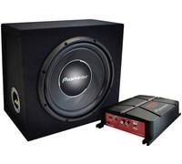 Pioneer GXT-3730B - pacchetto composto da subwoofer con alloggiamento da 30 cm e amplificatore a 2 canali collegabile a ponte, potenza massima 1400 W, 30 cm, membrana IMPP