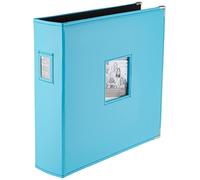 Pioneer Photo Albums Sewn Leatherette Inset Frame with Ribbon Closure Raccoglitore a 3 Anelli in Similpelle Cucita, 30,5 x 30,5 cm, Colore: Blu Brillante, Pelle