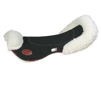 PIONEER Sottosella Cavallo - Agnellino Equitazione in Lana Merino e Canvas - Cuscinetto Ammortizzatore Traspitante e Terapeutico per Sella - 60x25cm - Nero