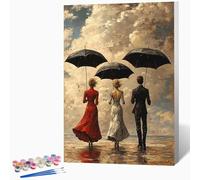 Piovere Dipingere Con I Numeri Adulti Ombrello Quadri Da Dipingere Numerati, Hobby Creativi Adulti Principianti DIY Paint By Numbers Kits Con Vernici E Pennelli 40 x 60 cm Senza Cornice -LKF0795Y4