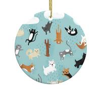 Piovono gatti e cani ornamenti natalizi in ceramica per donne, decorazioni per alberi di Natale, ornamenti da appendere