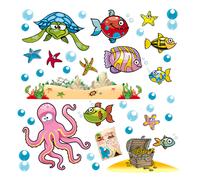Piovra tartaruga tesoro coralli mare adesivi murali cameretta wal sticker 30 PZ.