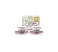 PIP STUDIO Cappuccino Tassen mit Untertassen 2er Set LILY & LOTUS 280ml viola