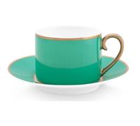 Pip Studio Chique - Tazza con piattino, 0,22 l, colore: Oro/Verde