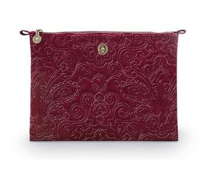 Pip Studio Cosmetic Flat Pouch L Velvet Quiltey Days Red