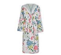 Pip Studio Good Evening - Accappatoio in spugna di velluto, colore bianco, beige chiaro, per sauna, mattina, con fiori, motivo floreale, taglia L