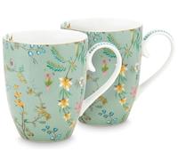 Pip Studio Jolie Flowers Blue - Tazza con manico, misura grande, set 2