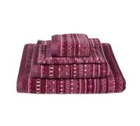 Pip Studio Set di 3 asciugamani per ospiti con stampa geometrica, colore rosa scuro, dimensioni 30 x 50 cm