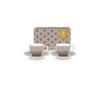 PIP STUDIO Tazza da espresso con piattino Set da 2 120ml BLOOMING TALES Kaki cammello