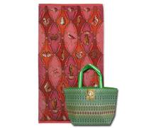 Pip Studio Telo Little Sea, Spugna Velour 100% Cotone, 100x180 cm, Motivo Marino, con Borsa Mare in omaggio (Rosa)