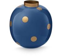 Pip Studio Vaso in metallo a pois, colore: oro navy, 23 cm
