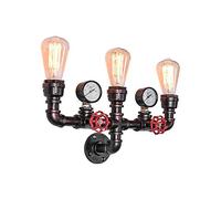 Pipa Ad Acqua Luci Retrò Soggiorno Lampada Da Parete Candela Rustica Industriale Tubo Ferro Rame Vintage E27 Lampada A Sospensione Camera Letto Cucina Applique Nessuna Sorgente Luminosa,3 bulbs