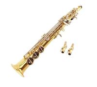 Pipa Dritta Saxophone B Bemolle Sax Chiave Nichelata Sassofono Ottone Laccato Oro Con Accessori Per Bocchino