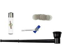 Pipa Gandalf in nero 20 cm in ebano intagliato a mano set da 4 pezzi - pipa in legno set pipa per principianti pipa per tabacco pipa in legno pipa per fumatori pipa lunga in legno (Set da 4 pezzi)
