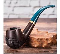 Pipa per tabacco da uomo fatta a mano Pipa da fumo retrò portatile curva in legno per pipe per tabacco per fumatori adulti regalo, verde, 4,9x15,8 cm