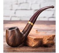 Pipa per tabacco da uomo fatta a mano Pipa portatile in legno curva per fumo retrò per pipe per tabacco per fumatori adulti regalo, marrone, 4,9x15,8 cm