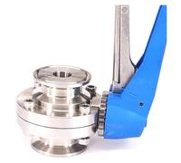 Pipe 45mm 2" Tri Clamp Ferrule O/D 64mm 304 Stainless Steel Tri Butterfly Valve HSMXNEONJB