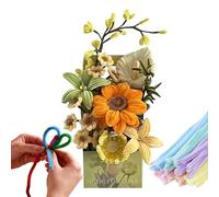Pipe Cleaner Flower Kit - DIY Bouquet Craft Set For Home Decor | PP Chenille Stems Material, Bendable Creative Design, Handmade Floral Arrangement, Party Holiday Decoration, Living Room Bedroom Accent