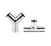 Pipe Connectors19 25 32 38 45 51 57 63 76 mm Hose Barb Tail Y Shape Tee 3 Ways SUS 304 Stainless Steel Fitting Connector Homebrew(Tee 19mm)