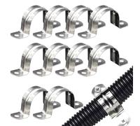 Pipe Strap Clamp - 10Pcs Stainless Steel Pipe Strap | 2 Hole Pipes Straps with Reinforced Rib for Extra Strength | Heavy Duty Conduit Clamp for EMT Conduit, Plumbing, Cable Management,