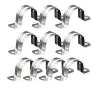 Pipe Strap Clamp - 10Pcs Stainless Steel Pipe Strap | 2 Hole Pipes Straps with Reinforced Rib for Extra Strength | Heavy Duty Conduit Clamp for EMT Conduit, Plumbing, Cable Management,