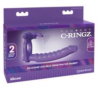 Pipedream Fantasy C-Ringz Silicone Double Penetrator Rabbit Purple 18cm