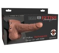 FETISH FANTASY SERIES - IMBRACATURA REGOLABILE PENE REALISTICO CON TESTICOLI RICARICABILI E VIBRATORE 15 CM