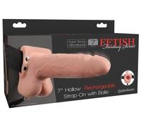 Fetish Fantasy 7" Hollow Rechargeable Strap-On with Balls Flesh