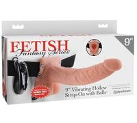 Pipedream Fetish Fantasy Series 9" Vibrating Hollow-Strap-On with Balls Light & Black 24x5,6 cm