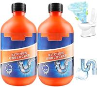 Pipeline Dredging Agent, Kitchen Unblocker, Foaming Lemon Drain Cleaner, Drain Clog Remover Agent, Sink Drain Cleaner For Kitchen Toilet Bathroom Pipe Line Cleaning Tool (2)