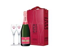 Piper-Heidsieck Rosé Sauvage Champagne AOC Brut 0,75 ℓ, Confezione con flûtes