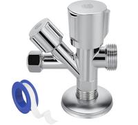 PipeSan - Rubinetto sottolavabo combinato DN15 - 1/2" - 3/8" - 3/4" in ottone CW617N cromato - Autosigillante su 3/8" - Con nastro PTFE incluso - Valvola incasso cucina/bagno
