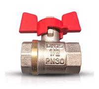 PipeSan valvola a sfera 1/2″ ottone nichelato - passaggio totale - maniglia farfalla - filettatura interna - fino a 16 bar - 120 °C - ISO 9001