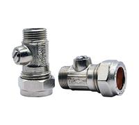 Pipestation® Bolofix 15 mmx3/8" - Confezione da 2,Valvola di isolamento maschio in ferro piatto da 15 mm per connettore rubinetto,Iso isolatore valvole,Valvola isolante per collegamento flessibile