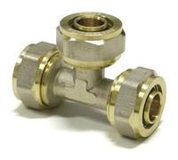 Pipetec - Raccordo a vite a T, 16 x 2 mm, 16 x 2 mm, 16 x 2 mm, per tubo composito in alluminio DVGW, sistema a vite, raccordo ad anello di serraggio