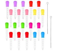 Pipette Liquide 24 Pezze Contagocce Liquido in Silicone, Pipette Contagocce Plastica, Pipette in Silicone Liquido per la Decorazione di Alimenti e per Esperimenti Scientifici con 2 Spazzole