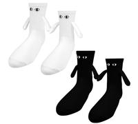 Pipihome 2 paia di Coppia che si Tiene per mano Calzini, Divertenti Calzini Magnetici per Tenere le Mani, Regali Divertenti per il Fidanzata, Fidanzato, i Migliori Amici di Coppia