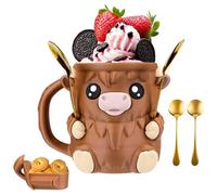 Pipihome 3D Highland Cow Ice Cream Pint Holder, Porta Gelato a Forma di mucca delle Highlands 2 Cucchiai, Base Non Slittata Si Adatta Al Ice Cream 16 Once, Gift For Highland Cow Lovers (A)