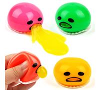 Pipihome 4 Pezzi Vomito Uovo Giocattolo, Palla Antistress Tuorlo D'uovo Vomito, Succhiare e Vomitare Giocattolo Squeeze Antistress per Bambini Adulti (4 Pezzi)