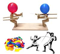 Pipihome Balloon Bamboo Man Battle, Marionette da Scherma in Legno Fatte a Mano con 50 Palloncini, 2024 Nuovi Handmade Wooden Fencing Puppets, Gioco di Combattimento per 2 Giocatori