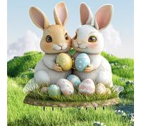 Pipihome Décors de Jardin à thème de Lapin de Pâques, Decorazione Esterna, Panneaux de Bienvenue pour la DéCoration de FêTe, Regalo di Pasqua (B)