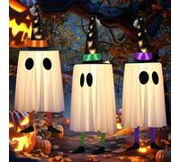 Pipihome Halloween Decorazioni, 3 Pezzi Fantasmi Appeso di Halloween, Hanging Lighted Glowing Ghost, Fantasma Luminoso Appeso, Decorazione di Halloween per Interni ed Esterni per Feste