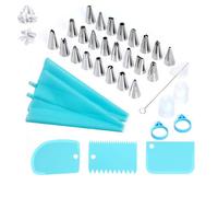 Piping Bags and Tips Set,Icing Decorating Kit,Cake Decorating Kit Supplies,Reusable Frosting Piping Kit with Reusable Piping Bags,Couplers,Frosting Tips,Bag Ties,Cake Scraper for Beginners