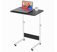 PIPIPOXER 60 x 40 cm, scrivania per computer portatile, scrivania regolabile in altezza, con ruote girevoli, slot per carte di credito e porta bevande, per camera da letto, ufficio (Nero)